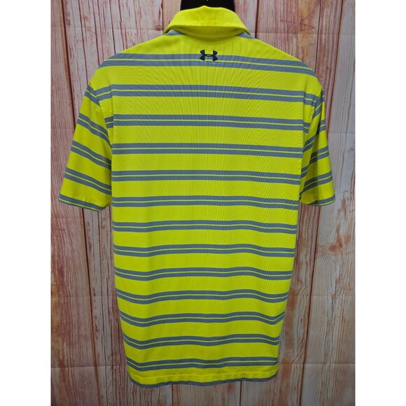 Under Armour Mens Loose Fit HeatGear Yellow Polo Large - Picture 2 of 6